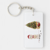 Champagne Cockapoo Funny Kerstmis Dog met boom Sleutelhanger (Voorkant)