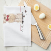 Champagne Cockapoo Funny Kerstmis Dog met boom Theedoek (Quarter Fold)