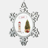 Champagne Cockapoo Funny Kerstmis Dog met boom Tin Sneeuwvlok Ornament (Rechts)