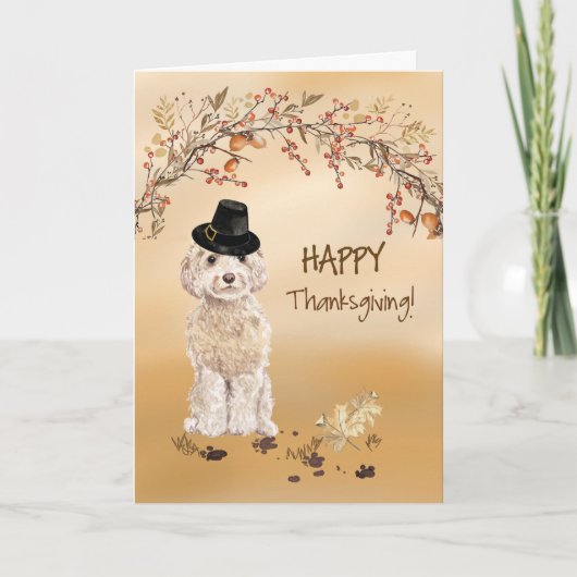 Champagne Cockapoo Funny Pilgrim Pet Thanksgiving Kaart (Voorkant)