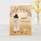 Champagne Cockapoo Funny Pilgrim Pet Thanksgiving Kaart (Gele Bloem)