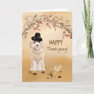 Champagne Cockapoo Funny Pilgrim Pet Thanksgiving Kaart