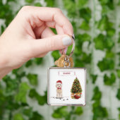 Champagne Cockapoo Grappige Kersthond met Boom Sleutelhanger (Hand)