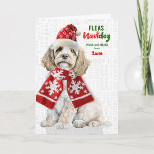 Champagne Cockapoo Grappige Vlooien Navidog met Na Feestdagen Kaart