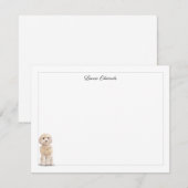 Champagne Cockapoo Gray Border Personalized Notitiekaartje (Voorkant / Achterkant)