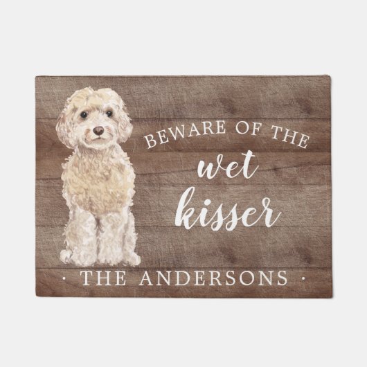 Champagne Cockapoo Hond Gepersonaliseerde Deurmat (Voorkant)