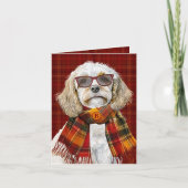 Champagne Cockapoo Hond Wijn Plaid Monogram Kaart (Voorkant)