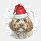 Champagne Cockapoo Hondenkerst Ronde Sticker (Voorkant)