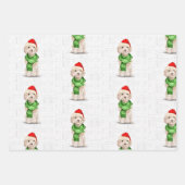 Champagne Cockapoo Kersthond en Plaid Inpakpapier Vel (Voorkant 2)