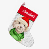 Champagne Cockapoo Kerstmis met de naam Dog Grote Kerstsok (Voorkant (Hangend))