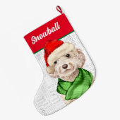 Champagne Cockapoo Kerstmis met de naam Dog Grote Kerstsok (Achterkant (Hangend))