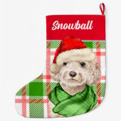 Champagne Cockapoo Kerstmis met de naam Dog Grote Kerstsok (Achterkant)
