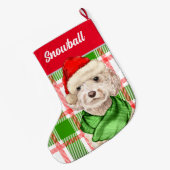 Champagne Cockapoo Kerstmis met de naam Dog Grote Kerstsok (Achterkant (Hangend))