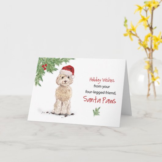 Champagne Cockapoo Kerstmis Van Hond In Grappig Kaart (Gele Bloem)