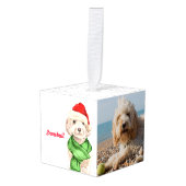 Champagne Cockapoo Two Photo Holiday Cube Ornament (Voorkant hoekig)