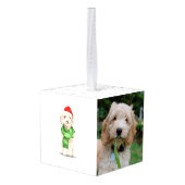 Champagne Cockapoo Two Photo Holiday Cube Ornament (Achter hoekig)