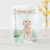 Champagne Cockapoo voelt Betere Chirurgie met Hond Kaart (Gele Bloem)