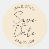 Champagne Color Stylized Wedding Save the Date Ronde Sticker (Voorkant)