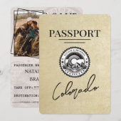 Champagne Colorado Passport Save the Date (Voorkant / Achterkant)