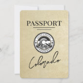 Champagne Colorado Passport Save the Date (Voorkant)