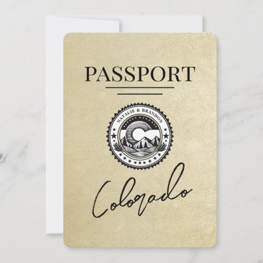 Champagne Colorado Passport Save the Date (Voorkant)