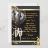 Champagne Confetti Black Gold Surprise Party Kaart (Achterkant)