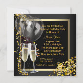 Champagne Confetti Black Gold Surprise Party Kaart (Achterkant)