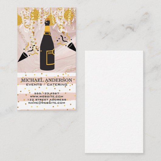 Champagne/Confetti en ballonnen Visitekaartje (Voorkant / Achterkant)