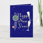 Champagne & Confetti Gelukkig Nieuwjaar Feestdagen Kaart (Voorkant)
