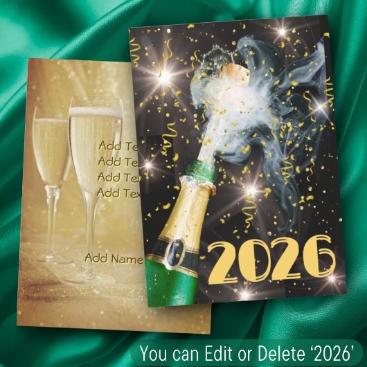 Champagne Confetti Happy New Year 2 Side Design Feestdagenkaart