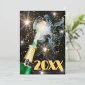 Champagne Confetti Happy New Year 2 Side Design Feestdagenkaart (Staand voorkant)