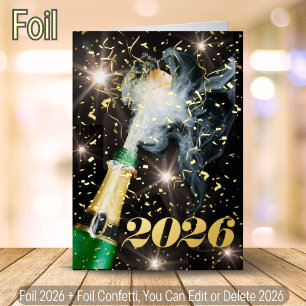 Champagne Confetti Happy New Year Christmas Party Folie Feestdagenkaart