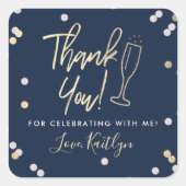 Champagne Confetti Huwelijk Bedankt Vierkante Sticker (Voorkant)
