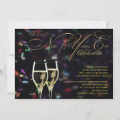 Champagne Confetti New Years Eve Party Invitation Kaart (Voorkant)