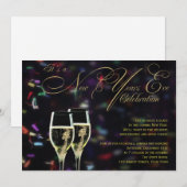 Champagne Confetti New Years Eve Party Invitation Kaart (Voorkant / Achterkant)