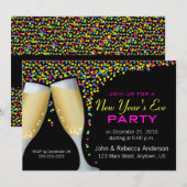 Champagne & Confetti Nieuwjaarsfeest Kaart (Voorkant / Achterkant)