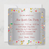 Champagne Confetti Oudejaarsuitnodigingen Kaart (Achterkant)