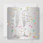 Champagne Confetti Oudejaarsuitnodigingen Kaart (Voorkant)