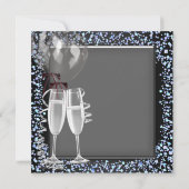Champagne Confetti Silver Black Masquerade Party Kaart (Achterkant)
