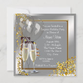Champagne Confetti Silver en Gold Surprise Party Kaart (Achterkant)