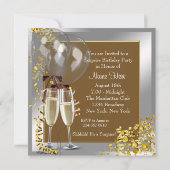 Champagne Confetti Silver Gold Surprise Party Kaart (Achterkant)