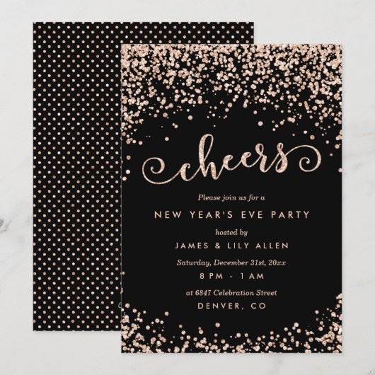 Champagne Confetti Stippen nieuwjaarsavond Kaart (Voorkant / Achterkant)