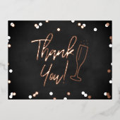 Champagne Confetti Wedding Dank je wel Folie Uitnodiging Briefkaart (Voorkant)