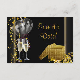 Champagne Confetti Zwart Goud Save The Date