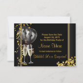 Champagne Confetti Zwart Goud Save The Date (Achterkant)