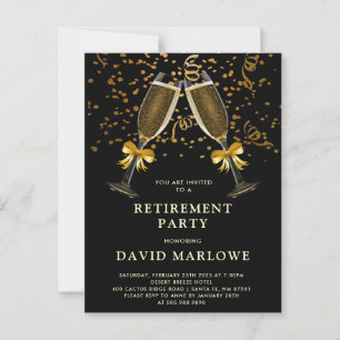 Champagne Confetti Zwart GoudGlitter Briefkaart