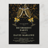 Champagne Confetti Zwart GoudGlitter Briefkaart (Voorkant)