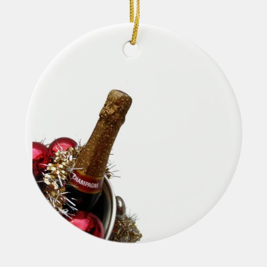 champagne cooler kerstversiering keramisch ornament (Voorkant)