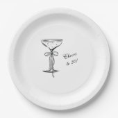 Champagne Coupe Cheers to Birthday White Papieren Bordje (Voorkant)