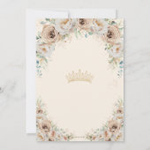 Champagne Cream Beige Bloemen  Quinceanera Kaart (Achterkant)